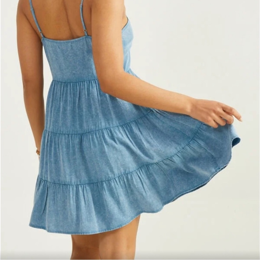 Denim (soft fabric) Tiered Dress - Picture 2 of 3